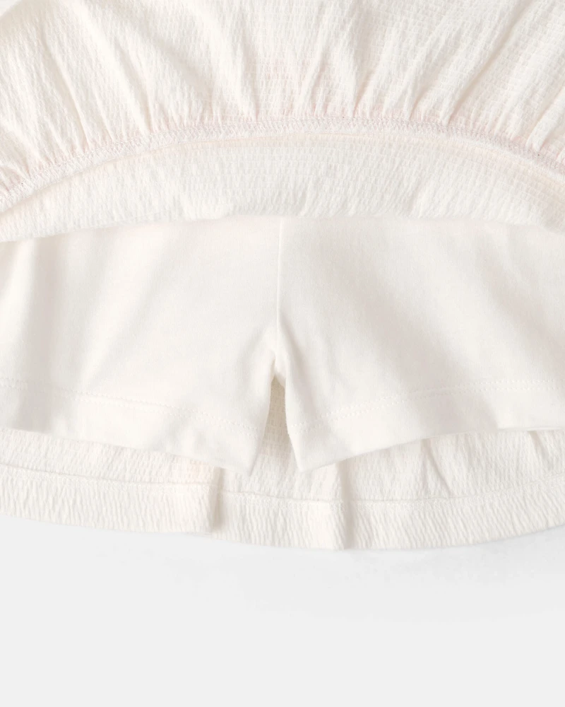 Toddler Girl Crinkle Skort - Ivory