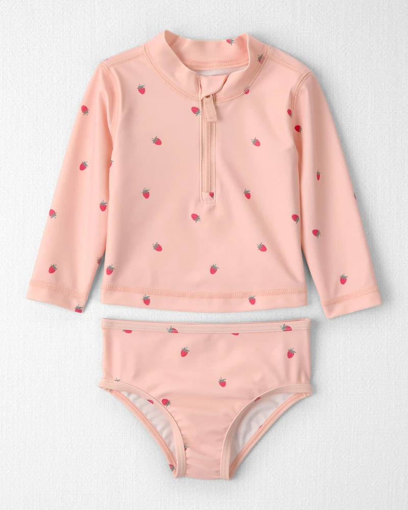 Baby Girl 2-Piece Recycled Rashguard Swimsuit Set Blissful Petals Print