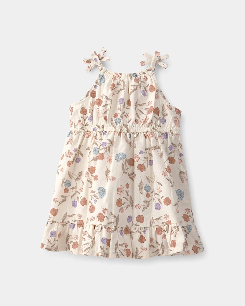 Baby Girl Floral Sleeveless Dress - White