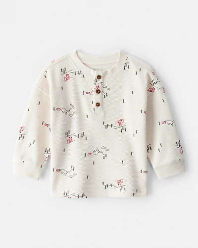 Baby Boy Skiing Henley T-Shirt - Cream