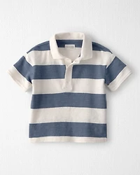 Toddler Boy Collared Shirt Made with Organic Cotton Stripes
