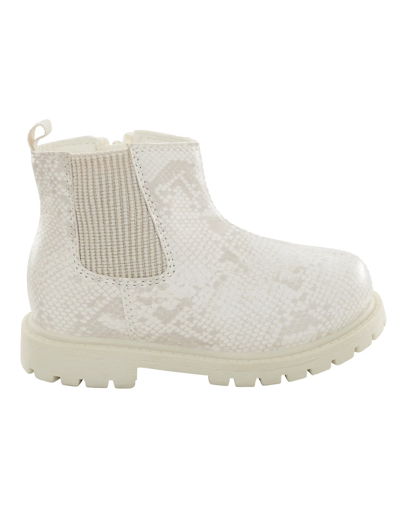 Toddler Girl Snakeskin Chelsea Boots - Ivory