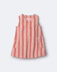 Toddler Girl Striped Pocket Dress - Orange