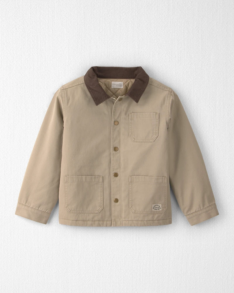 Kids Organic Cotton Twill Barn Jacket - Khaki