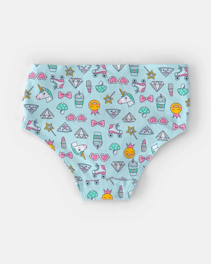 Girls 7-Pack Blue Unicorn Brief Underwear