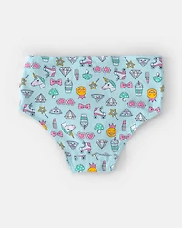 Girls 7-Pack Blue Unicorn Brief Underwear