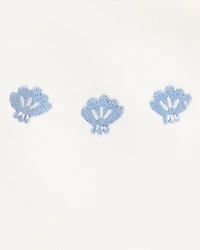 Baby Girl 3-Piece Shell Print Outfit Set - Blue/White