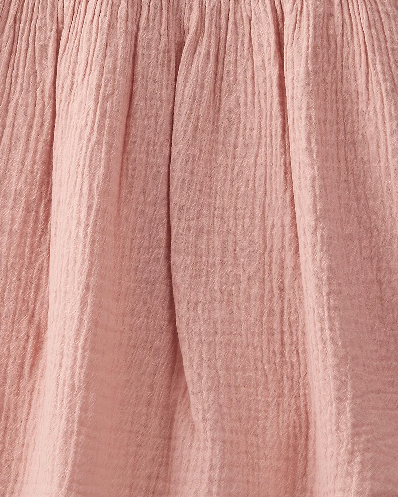 Toddler Organic Cotton Gauze Dress Pink