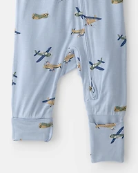 Baby Boy Plane 2-Way Zip PurelySoft Sleeper - Blue