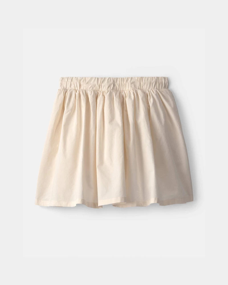 Girls Floral Embroidered Skirt - Ivory