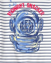 Boys Shark Loose Fit 2-Piece Pyjama Set - Blue/Ivory