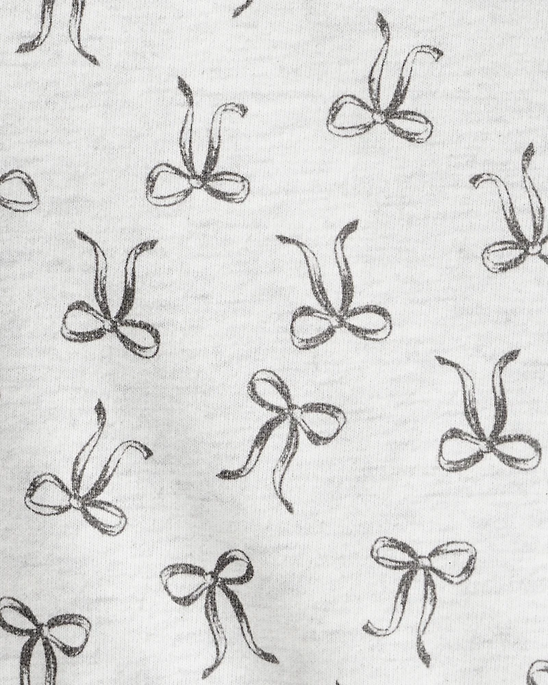 Baby Girl Bow Print Long-Sleeve Tee & Pant Set - Grey