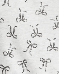 Baby Girl Bow Print Long-Sleeve Tee & Pant Set - Grey