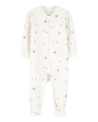 Baby Mini Bird Print 2-Way Zip Cotton Sleeper