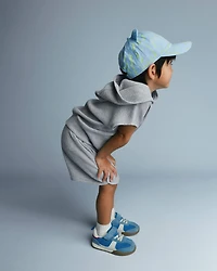 Toddler Baseball Hat with Ears Abstract Print - Blue