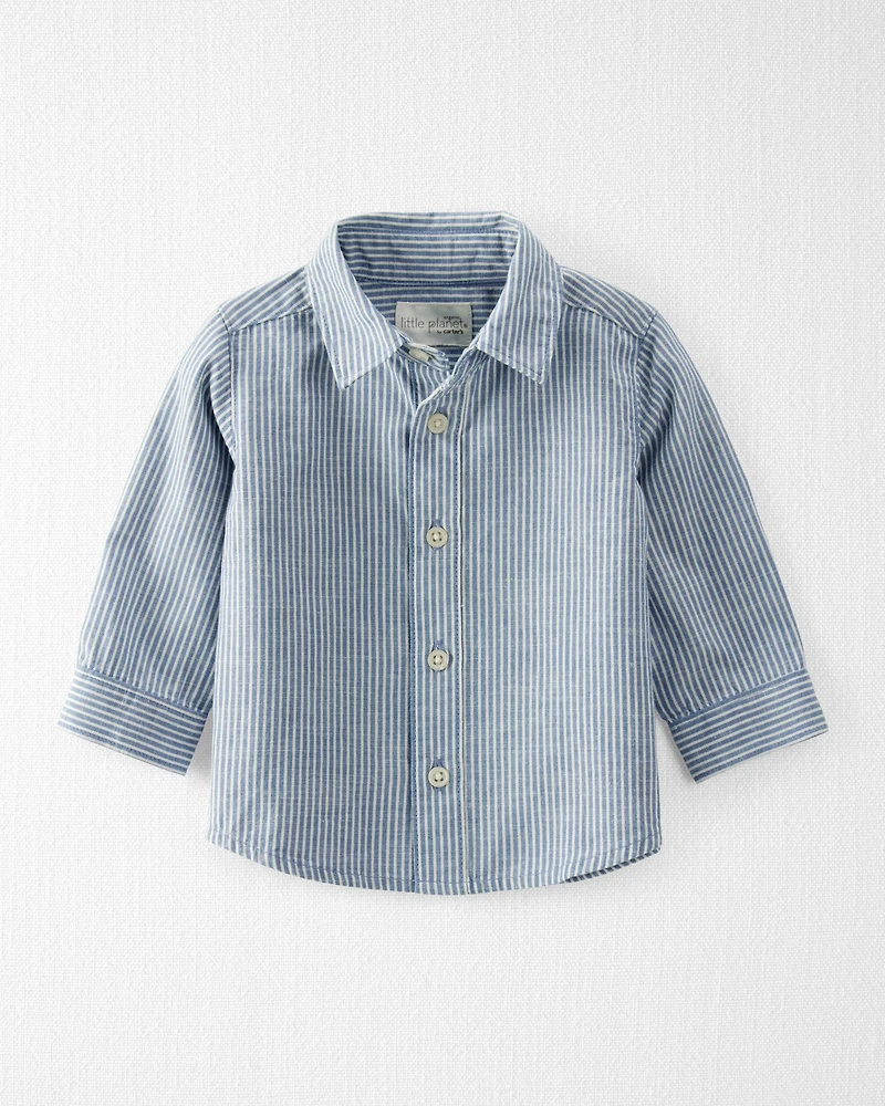 Baby Boy Linen Button-Front Shirt Made with Organic Cotton
