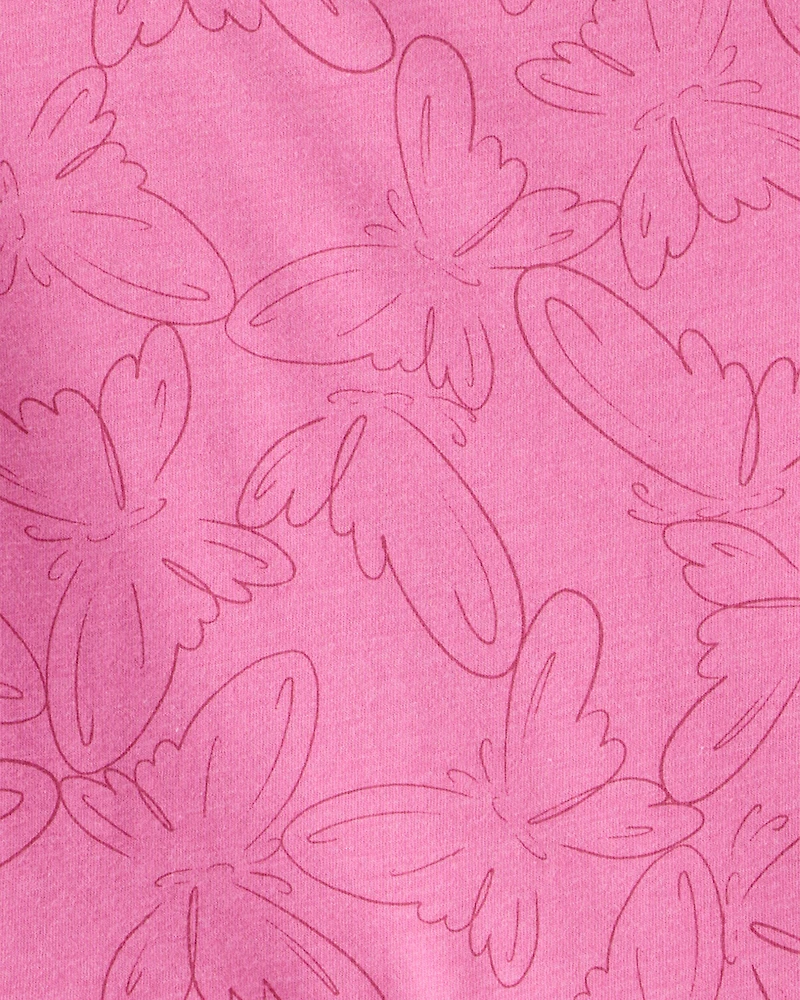 Girls Butterfly Long-Sleeve Peplum Top - Pink