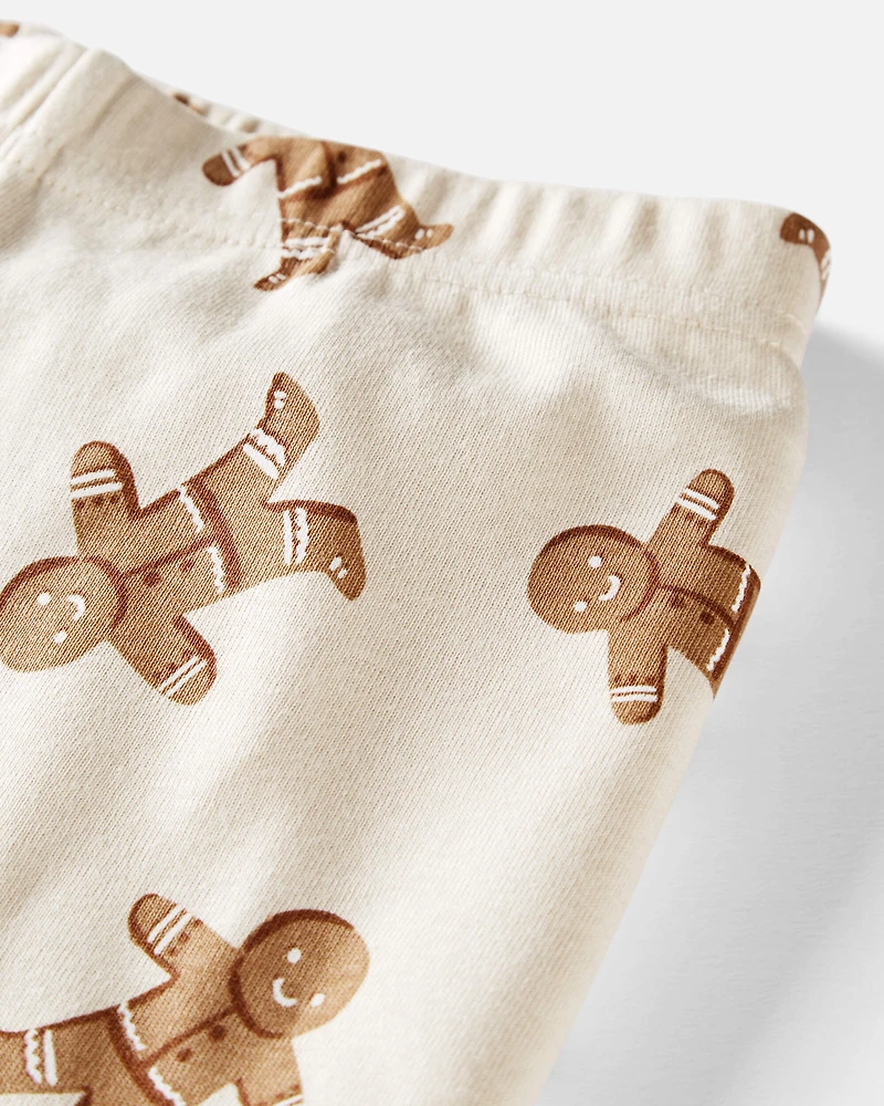 Kid Organic Cotton Pyjamas Set Gingerbread Man Print