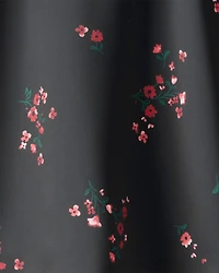 Girls Floral Print Woven Skort - Black