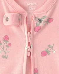 Baby Girl 2-Pack Strawberry Floral Snug Fit 1-Piece Pyjama Set - Pink