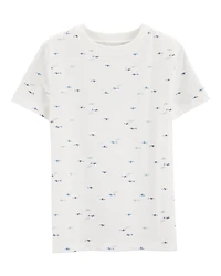 Boys Shark Cotton-Blend Tee - White