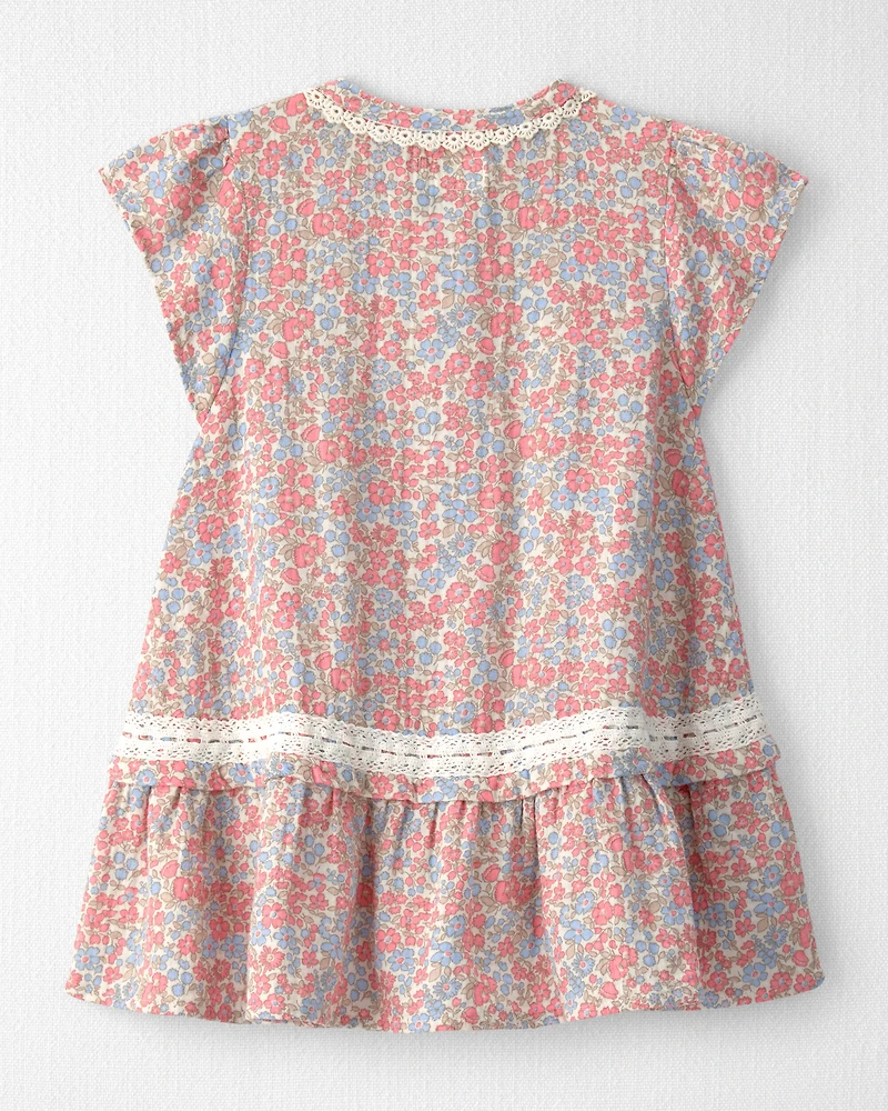 Toddler Girl Organic Cotton Gauze Dress Spring Floral