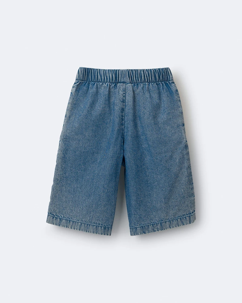 Toddler Girl Wide-Leg Cropped Pant Chambray