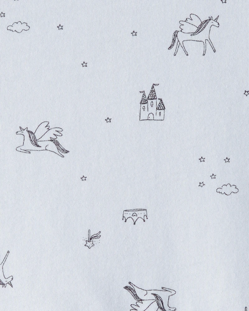 Baby Girl Unicorn Print Long-Sleeve Top - Blue