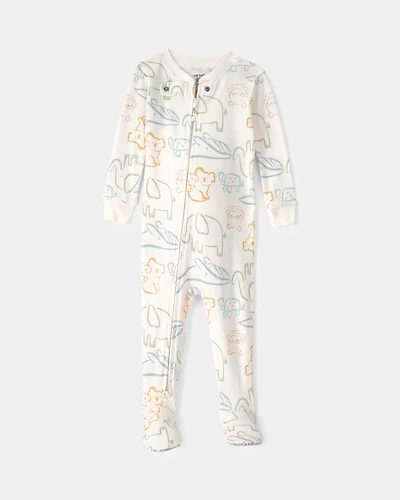 Baby Elephant 100% Cotton Snug Fit 1-Piece Pyjama Set - Ivory