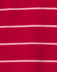 Toddler Boy 1-Piece Moose Striped DreamPlush Snug Fit Footed Pyjama - Red