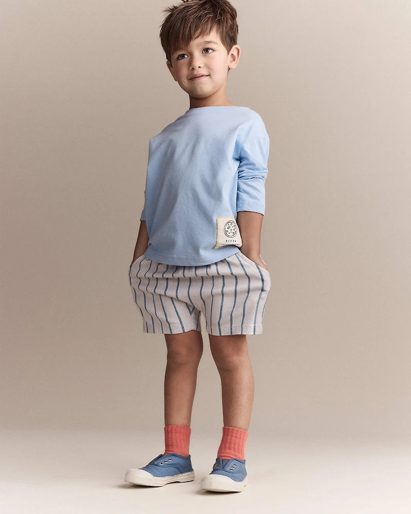 Toddler Pizza Long-Sleeve Relaxed Tee - Blue