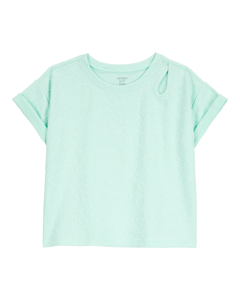 Girls Solid Short-Sleeve Tee - Turquoise