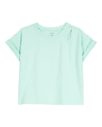 Girls Solid Short-Sleeve Tee - Turquoise