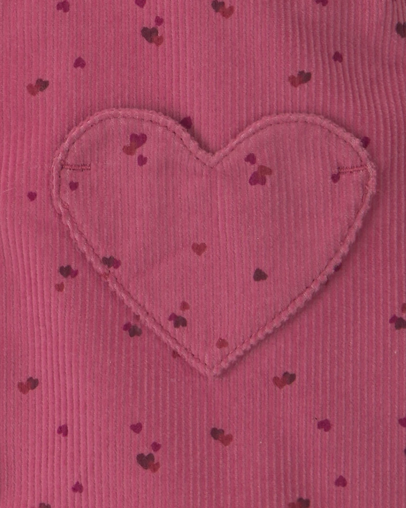 Baby Girl 3-Piece Heart Corduroy Long-Sleeve Dress Set - Pink/Cream