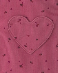Baby Girl 3-Piece Heart Corduroy Long-Sleeve Dress Set - Pink/Cream