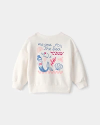 Baby Girl Mermaid French Terry Pullover Sweatshirt - Ivory