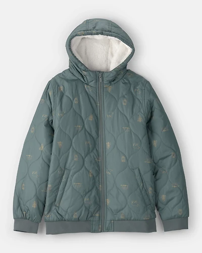 Toddler Boy Quilted Bomber Jacket - Green