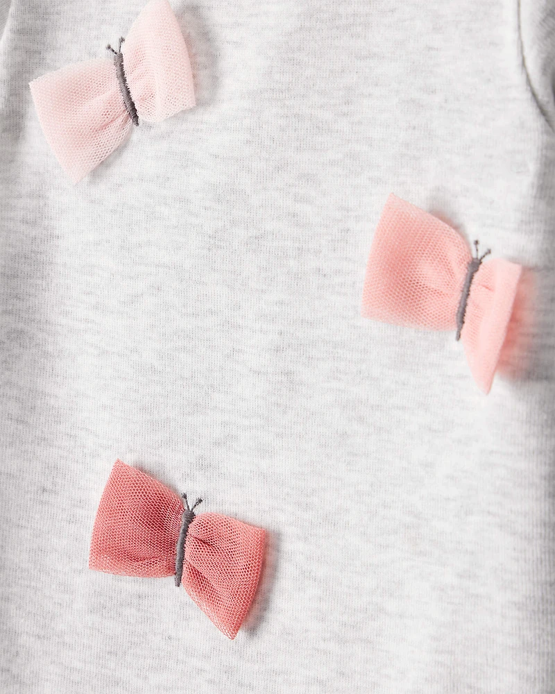 Baby Girl Butterfly Long-Sleeve Bodysuit & Pant Set - Grey/Pink