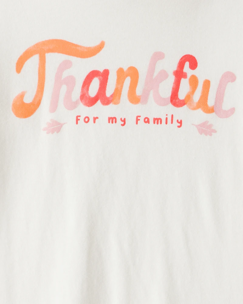 Girls Thankful Long-Sleeve Graphic Tee - White