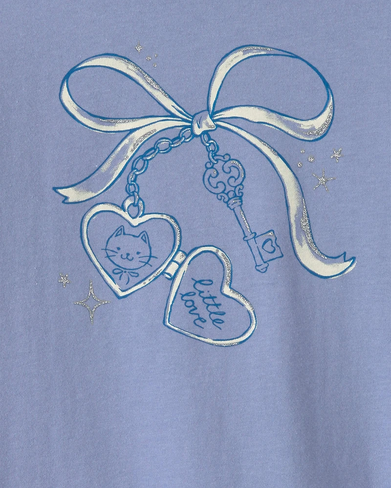 Toddler Girl Bow Long-Sleeve Graphic T-Shirt - Blue