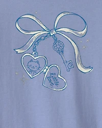 Toddler Girl Bow Long-Sleeve Graphic T-Shirt - Blue
