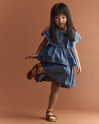 Toddler Girl Ruffle Tiered Dress Chambray - Blue