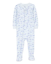 Toddler Boy 1-Piece Shark 100% Snug Fit Cotton Footie Pyjamas
