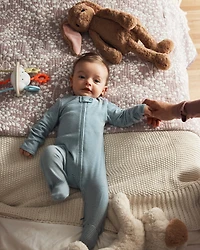 Baby 2-Pack Whale Striped 100% Cotton 2-Way Zip Sleepers - Blue