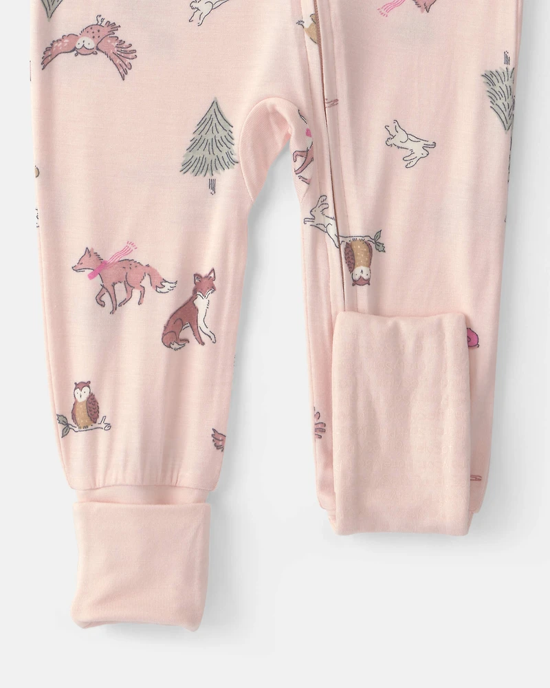 Baby Girl 1-Piece Woodland PurelySoft™ Snug Fit Pyjama - Pink