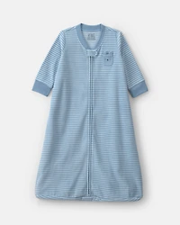 Baby Boy Striped Fleece Loose Fit Wearable Blanket - Blue