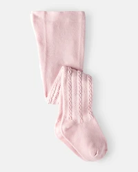 Toddler Girl Cable Knit Tights - Pink