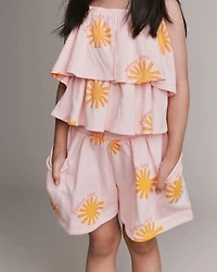 Toddler Girl Swing Short with Pockets Sunny Life Print - Rose