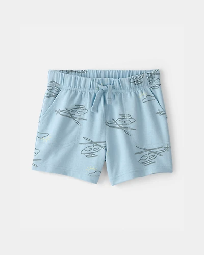 Toddler Boy Helicopter French Terry Shorts - Blue