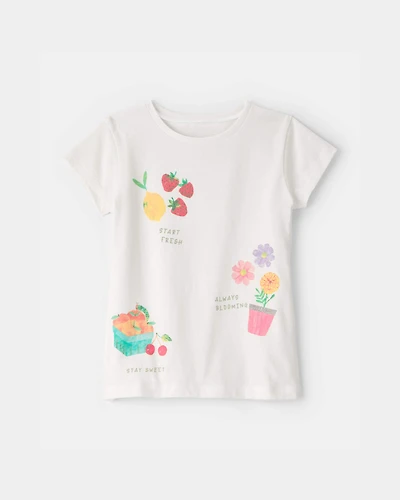 Toddler Girl Floral Fruit Graphic Tee - White